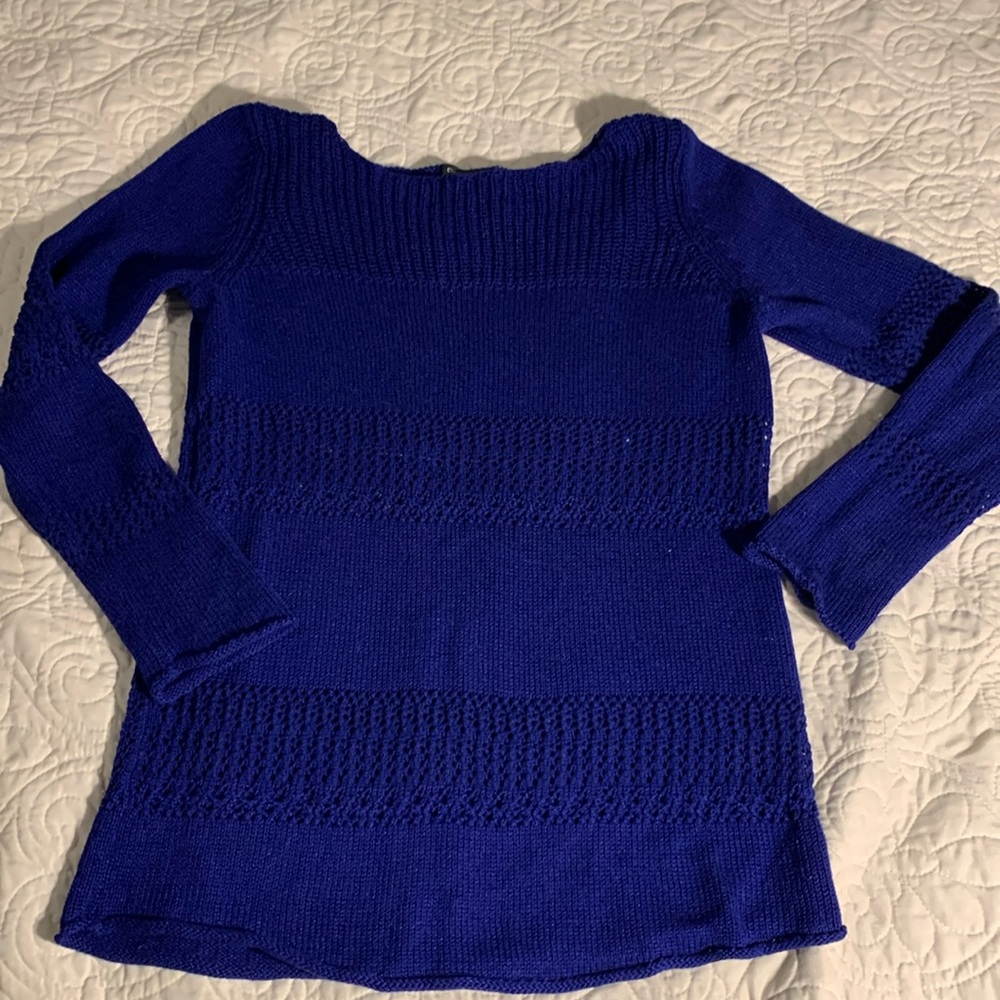Royal Blue Boat neck sweater with pointelle detailing size M